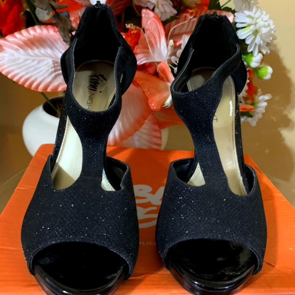 Fioni night black sparkly heels